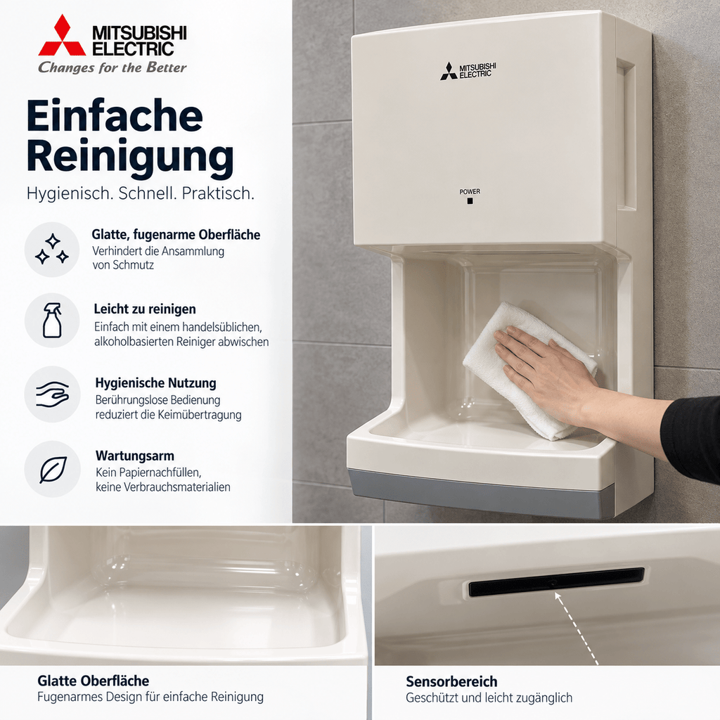 Mitsubishi Electric Jet Towel Mini JT-MC206GS-W-E – Händetrockner Weiß - Ingo Brunken GmbH [KI]